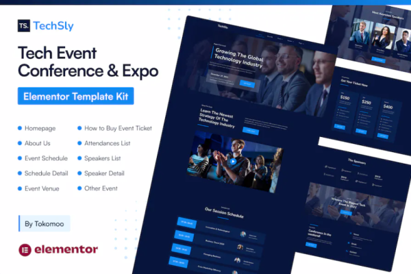TechSly – 技术活动会议和博览会 Elementor Pro 模板套件-极客小站