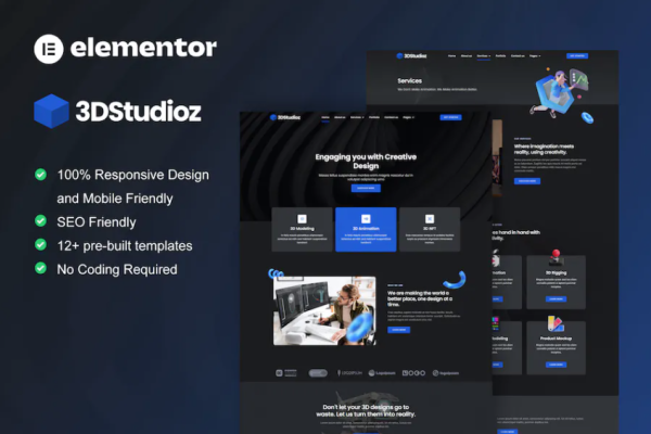 3dstudioz – 3D 设计和动画工作室 Elementor 模板套件-myforexstore