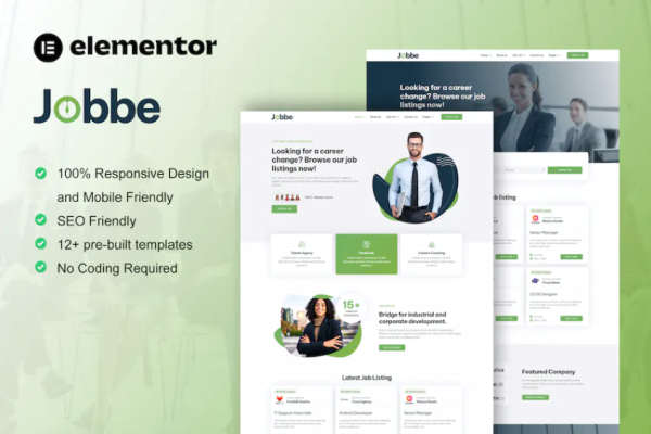 Jobbe – 职位列表和招聘机构 Elementor 模板套件-极客小站