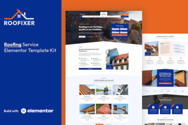 Roofixer-屋顶服务Elementor Pro模板套件-极客小站