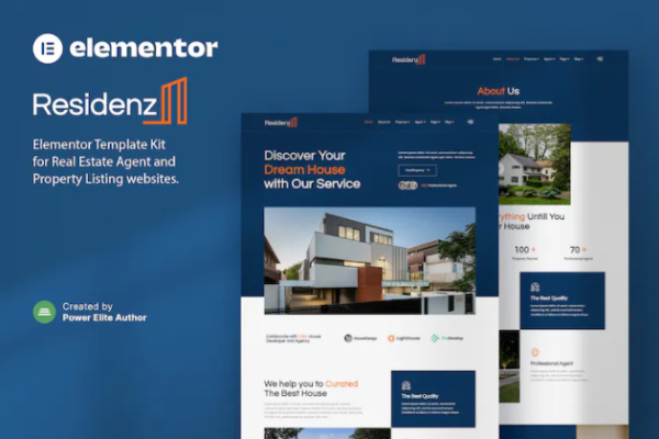 Residenz – 房地产代理和房产清单 Elementor 模板套件-极客小站