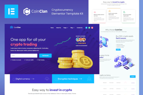 CoinClan – 加密货币元素模板套件-极客小站