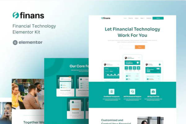 Finans – 金融科技 Elementor Pro 模板套件-极客小站