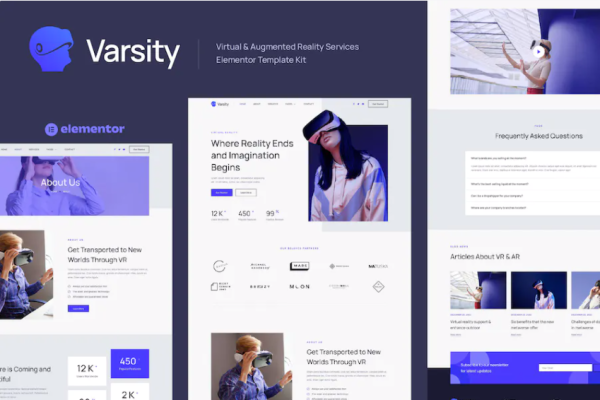 Varsity – 虚拟和增强现实服务 Elementor 模板套件-极客小站