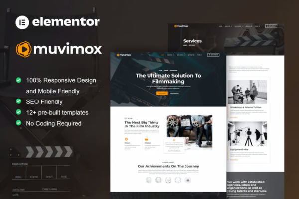 Muvimox – Film Maker & Movie Studio Elementor 模板套件-极客小站