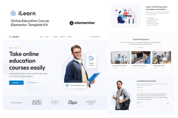 iLearn – 在线教育课程元素模板套件-极客小站