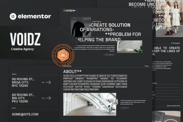 Voidz – 创意机构 Elementor 模板套件-极客小站