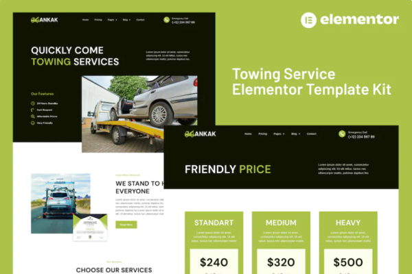 Ankak – 拖车服务 Elementor Pro 模板套件-极客小站
