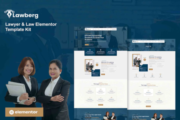 Lawberg – 律师和法律事务所 Elementor 模板套件-极客小站