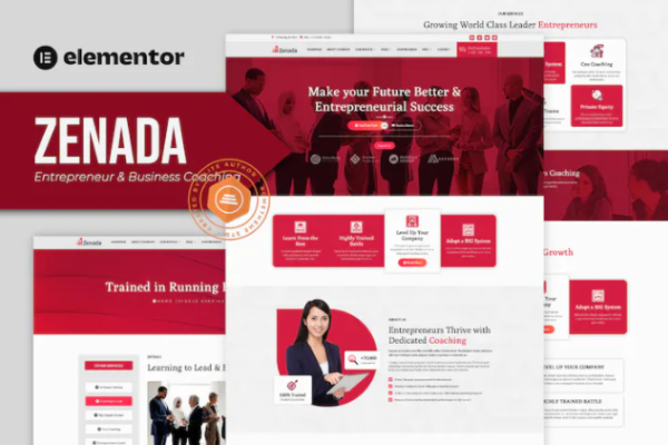 Zenada – 企业家和商业辅导 Elementor 模板套件-极客小站
