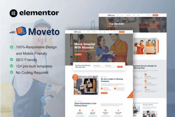 Moveto – 搬家公司 Elementor 模板套件-极客小站