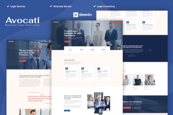 Avocati – 律师事务所和律师 Elementor 模板套件-极客小站