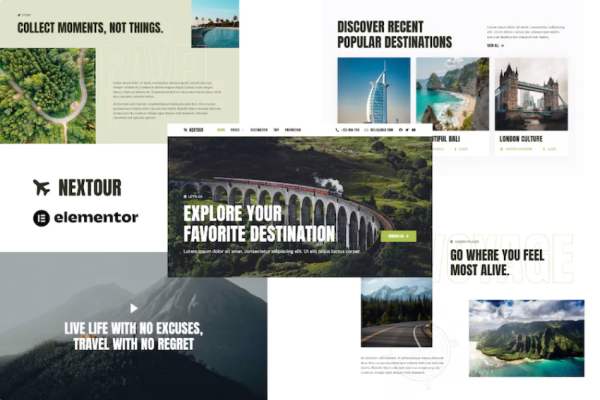Nextour – 导游和旅行社 Elementor 模板套件-极客小站