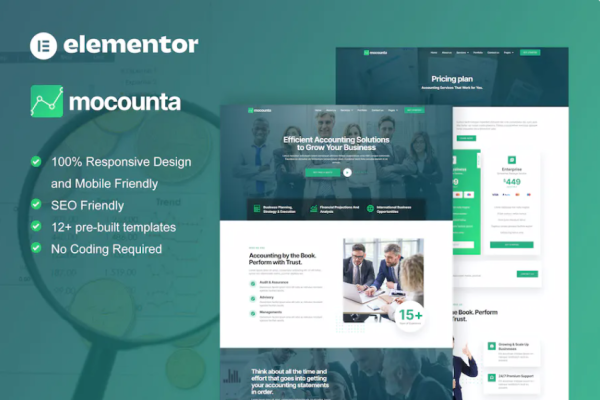 Mocounta – 会计师事务所 Elementor 模板套件-极客小站