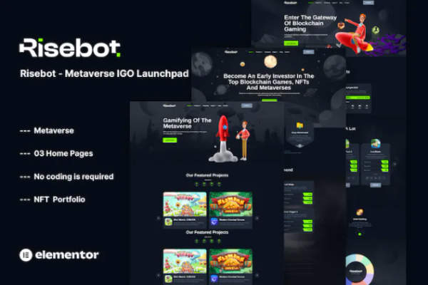 Risebot – 元界 IGO Launchpad Elementor 模板套件-极客小站