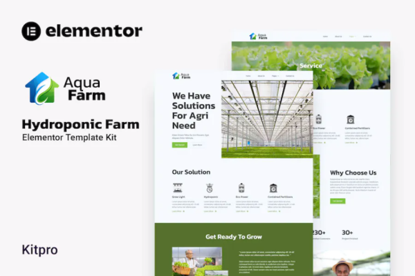 Aquafarm – 水培农场 Elementor 模板套件-极客小站