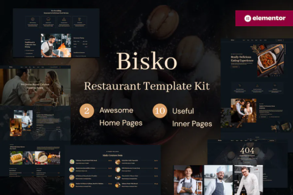 Bisko – 餐厅和咖啡厅 Elementor 模板套件-极客小站