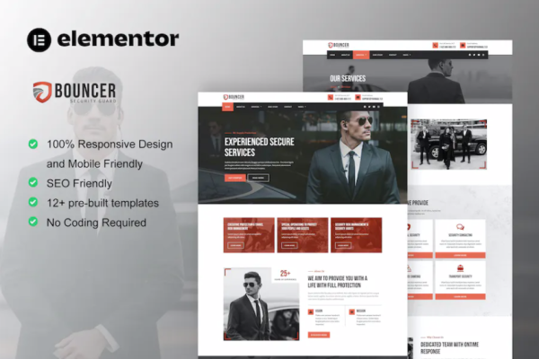 Bouncer – 保镖和安全机构 Elementor 模板套件-极客小站