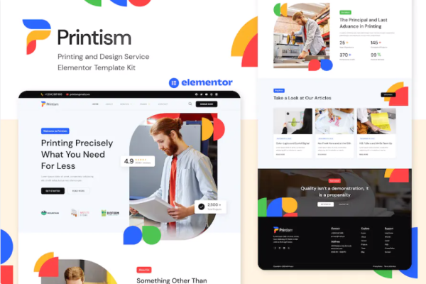 Printism – 印刷和设计服务元素模板套件-极客小站