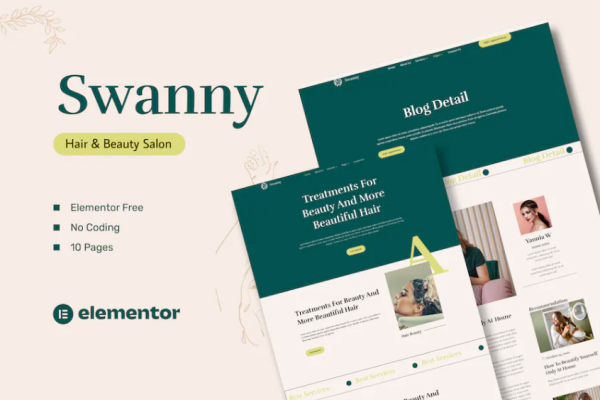 Swanny – 头发和美容院 Elementor 模板套件-myforexstore