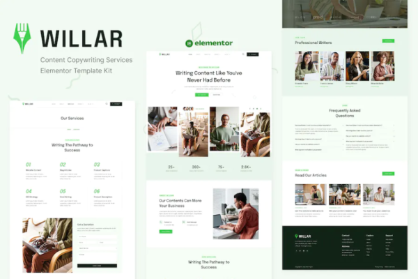 Willar – 内容文案服务 Elementor 模板套件-极客小站