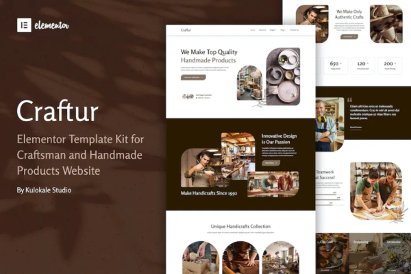 Craftur – 工匠和手工制品 Elementor 模板套件-极客小站