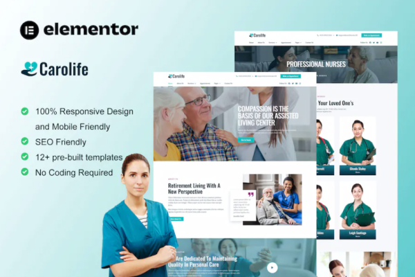 Carolife – 家庭护理和私人护理服务 Elementor 模板套件-myforexstore