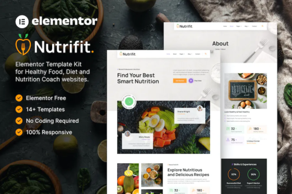 Nutrifit – 健康食品与营养教练 Elementor 模板套件-myforexstore