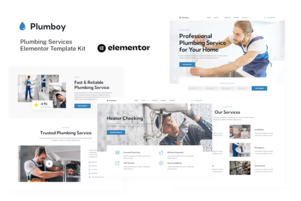 Plumboy – 管道服务 Elementor 模板套件-极客小站