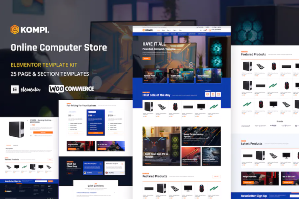 Kompi – 电脑商店 WordPress Elementor 模板套件-极客小站