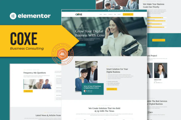 Coxe – 业务咨询 Elementor 模板套件-极客小站
