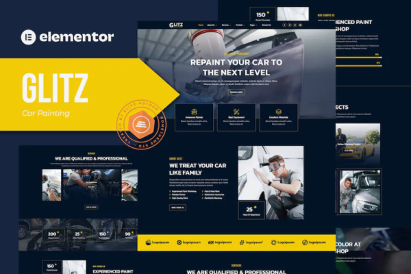 Glitz – 汽车喷漆和修复 Elementor 模板套件-极客小站