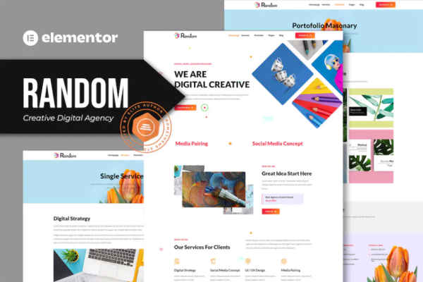 Random – Creative Digital Agency Elementor 模板套件-极客小站