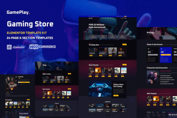GamePlay – 视频游戏商店 Elementor 模板套件-极客小站
