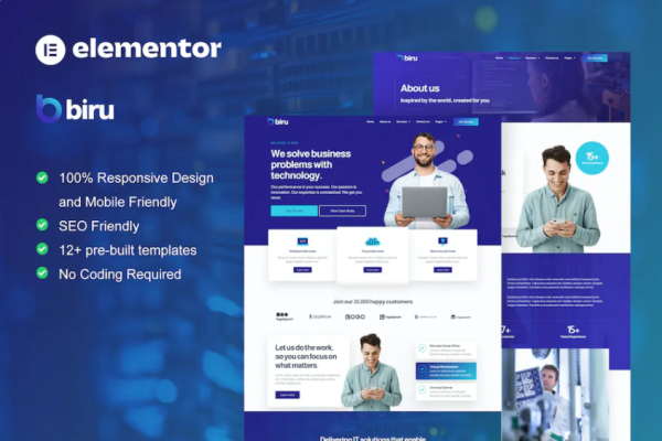 Biru – IT 服务 Elementor Pro 完整站点模板套件-myforexstore
