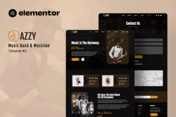 Jazzy – 乐队和音乐家 Elementor 模板套件-极客小站