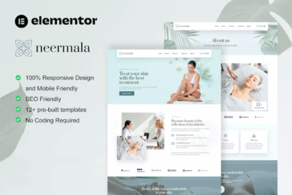 Neermala – 美容诊所和皮肤科 Elementor 模板套件-极客小站