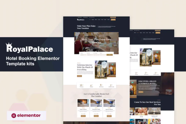 Royalpalace – 酒店预订 Elementor Pro 模板套件-极客小站