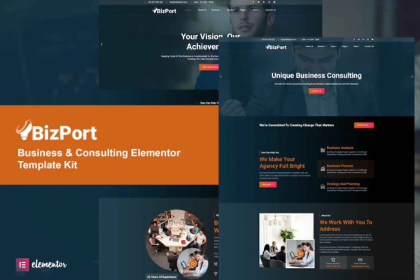 Bizport – 商业和咨询元素模板套件-极客小站