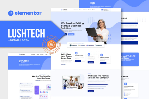 Lushtech – 启动和 SaaS Elementor Pro 模板套件-极客小站