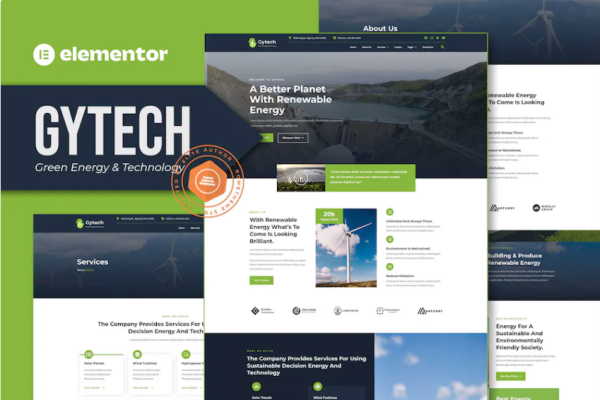 Gytech – 绿色能源与技术 Elementor Pro 模板套件-极客小站