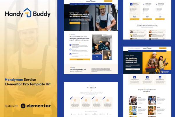 Handy Buddy – Handyman Services Elementor Pro模板套件-极客小站