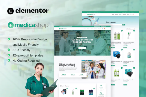 MedicaShop – 药房和医疗商店 Elementor 模板套件-myforexstore