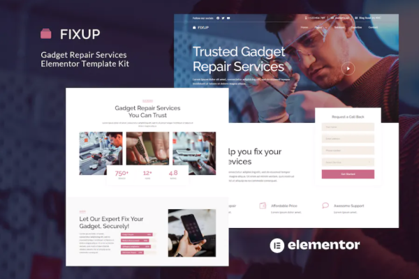 FixUp – 小工具维修服务 Elementor 模板套件-极客小站