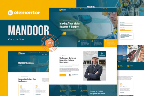 Mandoor-Construction Elementor Pro模板套件-极客小站