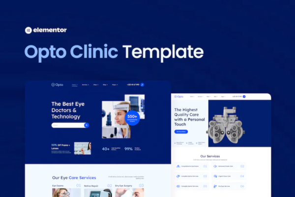 Opto–眼部护理中心Elementor Pro模板套件-极客小站