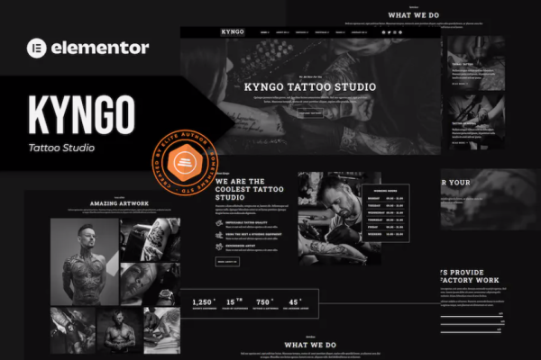 Kyngo – 纹身工作室元素模板套件-极客小站