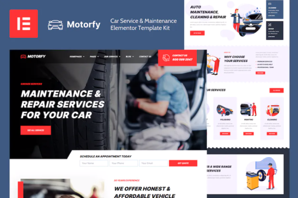 Motorfy – 汽车服务和维护元素模板套件-myforexstore