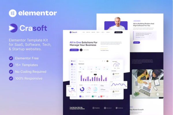 Crasoft–SaaS和科技创业公司Elementor模板套件-myforexstore