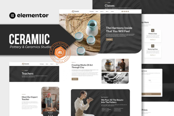 Ceramiic – 陶艺工作室Elementor模板套件-极客小站